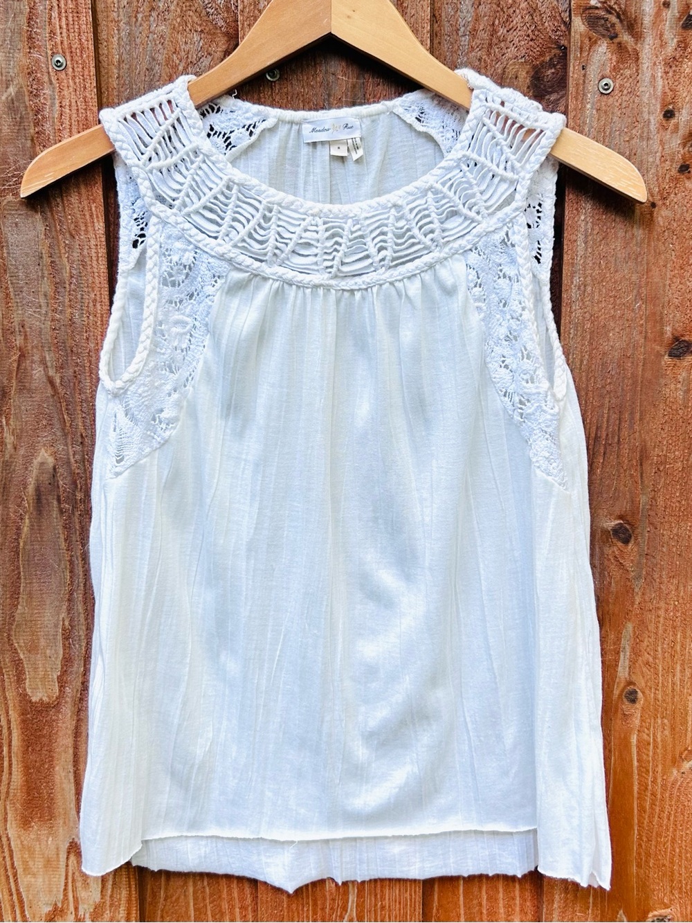 Anthropologie Meadow Rue Cotton Crochet Gauze Sleeveless Tunic Boho Top Size S